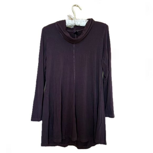 Women’s Long-sleeve Turtleneck Oversized Reversed Seam Boho Washed Purple Dye - Picture 1 of 7